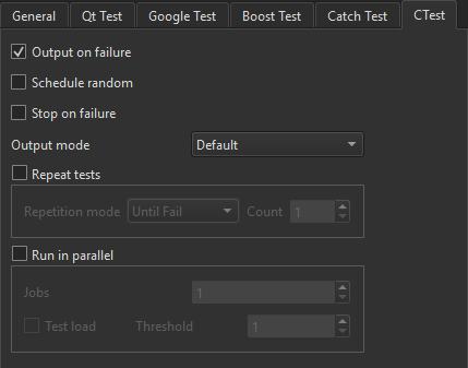 "CTest preferences"