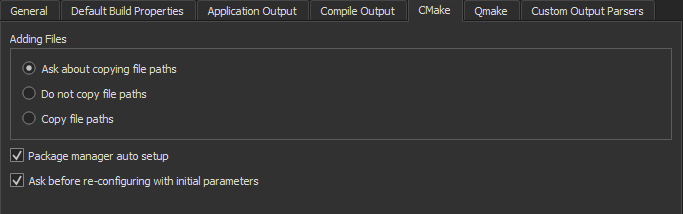 "CMake Build & Run options"