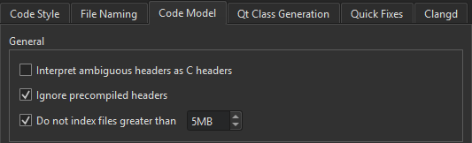 "C++ Code Model preferences"