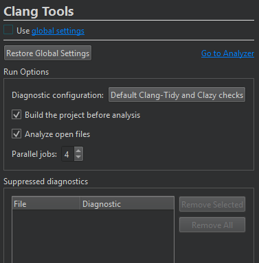 "Clang Tools customized settings"