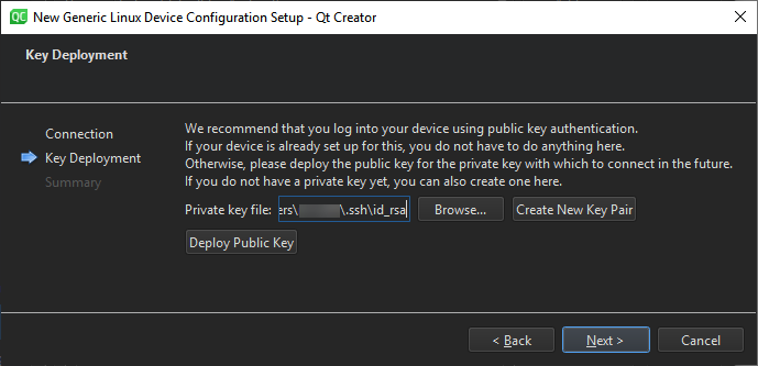 "Key Deployment dialog"