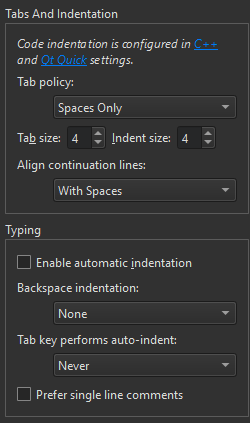 "Text Editor Behavior preferences"