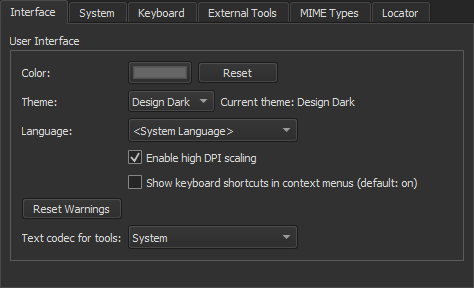 "Interface preferences"