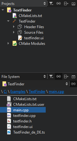 "TextFinder project contents"