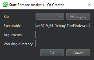 "Start Remote Analysis dialog"